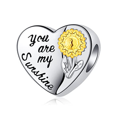 Sunflower Charm Fit for Pandora Charms Bracelet and Necklace You Are My Sunshine Charm Gifts for Women - style: You Are My Sunshine