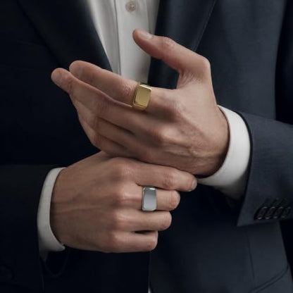 PCY Stainless Steel Gold Plated Men Women Band Ring - color: 11mm Gold DFX