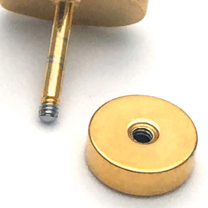 10mm Women Mens Black Circle Stud Earrings Black Glitter, Steel Cheater Fake Ear Plugs Gauges Tunnel - color: Metal color: Gold; Stone color: Colorful-01