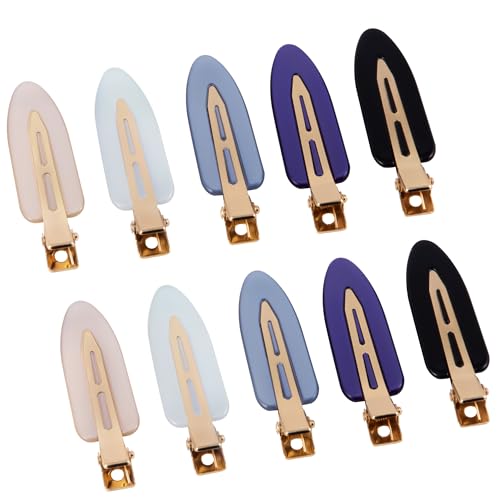 10 Pcs Creaseless No Crease No Bend Flat Hair Clips For Styling Non Slip Makeup Clips For Women Salon Hairstyle,Bright Black Blue - color: Bright Black Blue