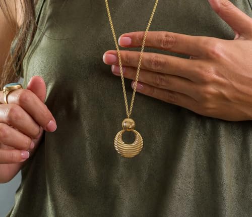 PEARLADA 18k Gold Plated Chain Long Necklace, Boho Sweater Necklace for Women, Geometric Pendant Y Necklace - color: 2 layer