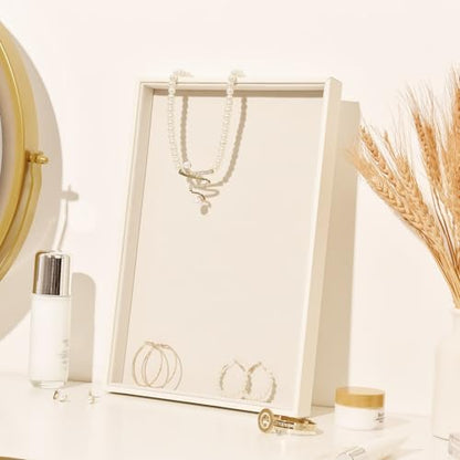 Beige Velvet Jewelry Tray for Drawers Jewelrys Display Tray Stackable Jewelry Organizer Trays for Necklace Bracelet Ring Watch (1 Pack) - color: Beige