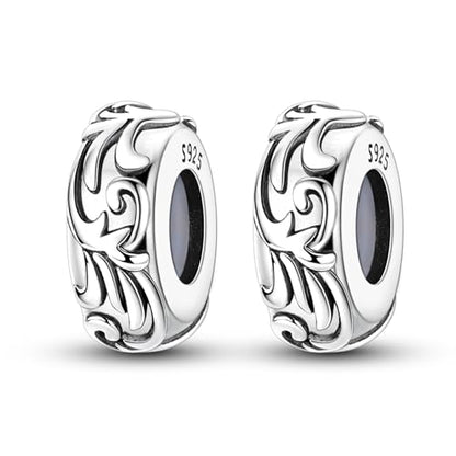 2pcs Stopper Spacer Beads for Pandora Bracelets, Sterling Silver Cross Ladybug Clip Spacer Charms For Bracelet DIY Jewelry Gift - color: Flower