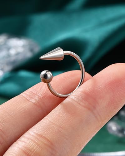 G23 Titanium Lip Rings Surgical Steel Snake Bite Lip Jewelry 16g Spike Labret Rings 8mm 10mm 12mm Horseshoe Conch Hoop Earrings 16 Gauge Conch Piercing Jewelry - size: 12mm+2 pieces