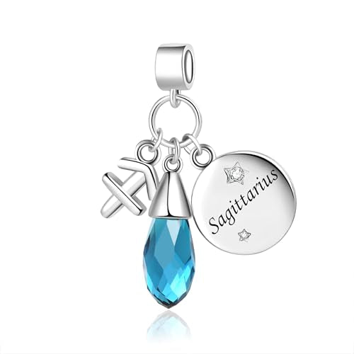 LSxAB Birthday Birthstone Zodiac Sign Charm Compatible with Pandora Charms Bracelets for Women - style: 12 Saggitarius