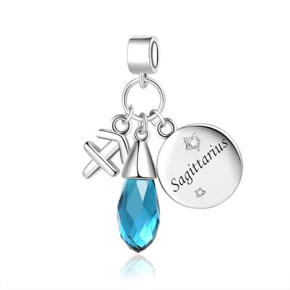 LSxAB Birthday Birthstone Zodiac Sign Charm Compatible with Pandora Charms Bracelets for Women - style: 12 Saggitarius