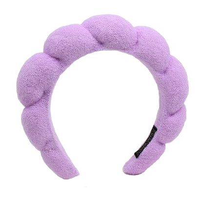 Spa Headbands for Washing Face Makeup Skin Care Headband Women Bubble Facial Beauty Headbands Puffy Shower Towel Band Hair Headband - color: Purple
