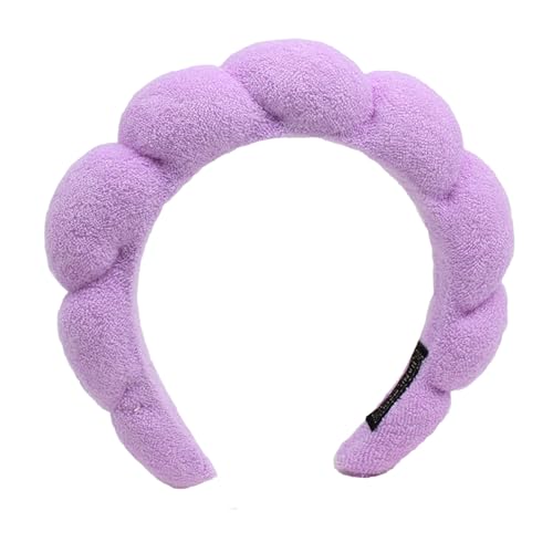 Spa Headbands for Washing Face Makeup Skin Care Headband Women Bubble Facial Beauty Headbands Puffy Shower Towel Band Hair Headband - color: Purple