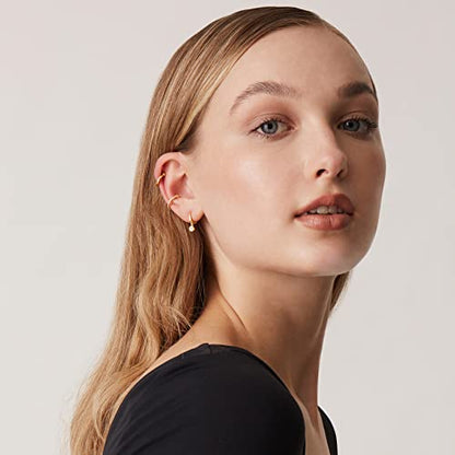 PAVOI 14K Gold Plated CZ Ear Cuff Earrings for Women, Clip On Cartilage | Hypoallergenic Huggie Ear Cuffs with Cubic Zirconia - style: Thin CZ