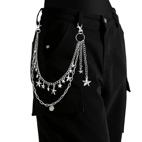 Goth Pants Chain Charms for Women Men Punk Layered Jean Chains Gothic Y2k Pocket Chain for Women Hip Hop Waist Chains - color: Star 2