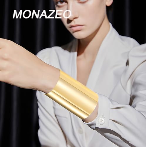 2Pcs Cuff Bangle Bracelet for Women Open Wide Wire Bracelets Gold Wrist Cuff Wrap Bracelet Adjustable - color: Gold1