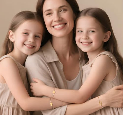 DS Mother Daughter Matching Bracelets,Adjustable Stainless Steel Gift Set | mother’s Day & Birthday Gift Box,Heart Charm,Mommy & Me Style,18K Gold Plated,Hypoallergenic,Daily Wear,Fits Women Teen Girls - color: Gold-2