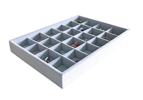 Multi Function Practical Drawer Organizer Jewelry Show Tray Home Store Premium Grade Gray Velvet Stackable Organizer Closet Storage Removable 24-Grid Jewelery Collection Drawer Divider Inserts - size: 24-Grid