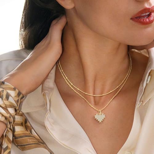 MJartoria 14K Gold Plated Gold Layered Necklace, Heart Butterfly Star Moon Pendant Necklace for Women, Dainty Jewelry Gifts for Mom, Wedding, Party, Daily Wear - style: Heart