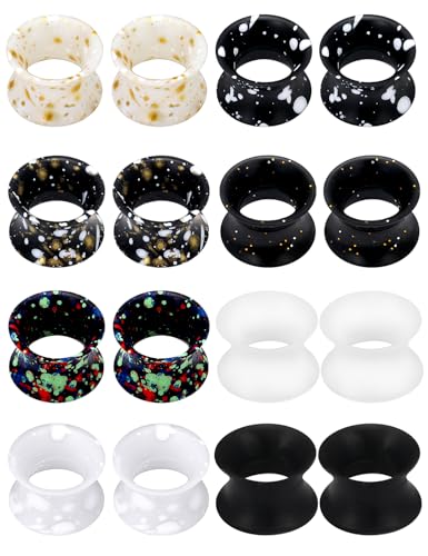 Jenxnjsjo 14g to 7/8in Ear Gauges Plugs Tunnels Taper Earrings Stretching Expander Kit Set for Women Men - color: 043: Silicone Double Flare Ⅲ, size: 0000g (1/2in / 12mm)