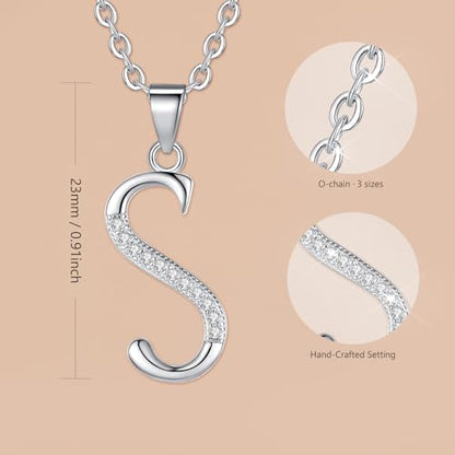 VIKI LYNN Dainty Initial Letter Pendant Necklace for Women | Cubic Zirconia Initial Jewelry, Personalized Letter Necklace, Dainty Women Jewelry, Birthday Gift Idea for Her, Mom and Wife - color: Silver, style: Silver-S