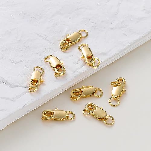 Lobster Clasps for Jewelry Making, 18k Gold Bracelet Clasps and Closures | 5Pcs Jewelry Clasp, Necklace Clasp, Lobster Claw Clasps with Jump Rings for DIY Necklace Bracelets 10mmx4mm - color: Gold