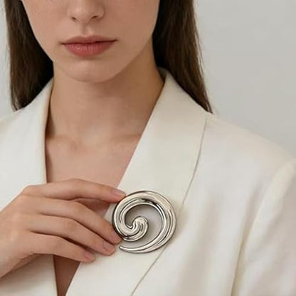Minimalist Snail Brooch Pin Gold/Silver Plated Twist Lapel Pins Jacket Blazer Suit Hat Bag Accessories Jewelry for Women Men (Silver)