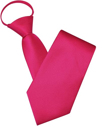 GUSLESON 3.15"（8cm） Mens Pre-tied Adjustable Zipper Tie Solid Necktie for Business and Wedding - color: Fuchsia Pink