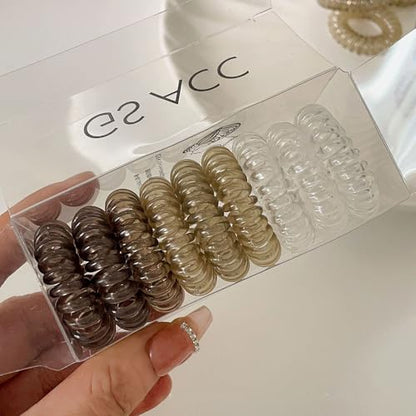 9PCS Spiral Hair Ties for Women, Creaseless and Dent-Free Coil Hair Bands, No Damage Phone Cord Style Hair Elastics for Daily Use, Flexible and Durable Plastic Hair Accessories Light