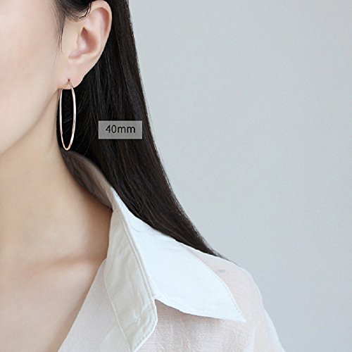 Chic 925 Sterling Silver Big Hoop Earrings Minimalist Round Circle Endless Large Huggie Hoops Statement Earrings 50/60/70/90mm Hypoallergenic Fashion Jewelry Gifts for Women Girls - style: 40mm