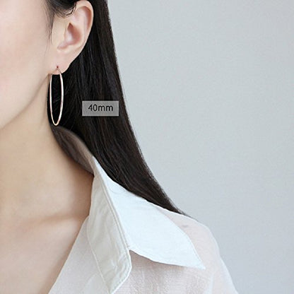 Chic 925 Sterling Silver Big Hoop Earrings Minimalist Round Circle Endless Large Huggie Hoops Statement Earrings 50/60/70/90mm Hypoallergenic Fashion Jewelry Gifts for Women Girls - style: 40mm