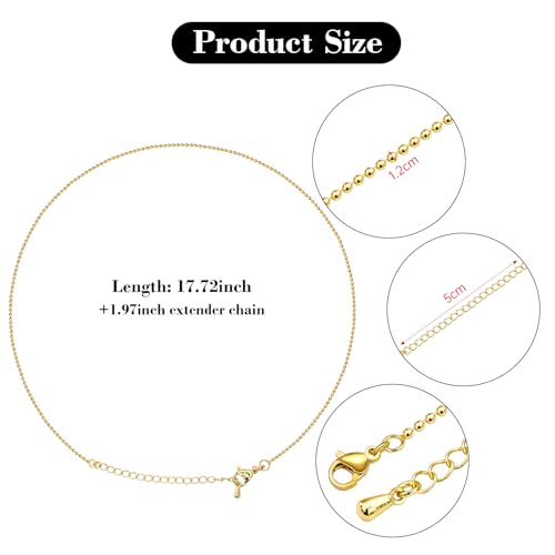 YOUBEIYEE 10 Pack 18K Gold Plated Bead Necklace Chains Bulk | Jewelry Making Chain for Women DIY - color: Gold Bead