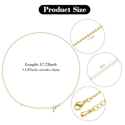 YOUBEIYEE 10 Pack 18K Gold Plated Bead Necklace Chains Bulk | Jewelry Making Chain for Women DIY - color: Gold Bead