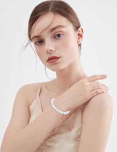 AD Beads Handmade Gemstone Stretch Elastic Bracelet Crystal Healing Reiki Nature's Beauty and Spiritual Essence Unisex (4mm, Selenite Crystal (Inspire Treatments)) - color: Selenite Crystal (Inspire Treatments), size: 4mm