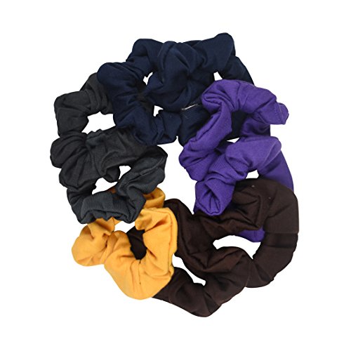 9 Pack Scrunchies Hair Ties (Darks) - color: Darks