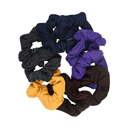 9 Pack Scrunchies Hair Ties (Darks) - color: Darks