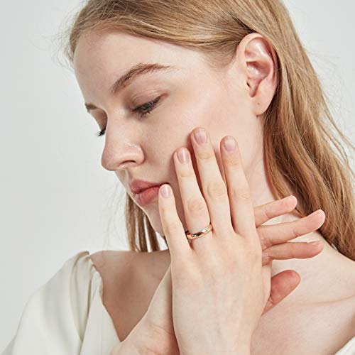 KAZITSAN 2mm 4mm 6mm Stainless Steel Rings for Women Men High Polish Plain Dome Silver/Gold/Rose Gold Wedding Band Comfort Fit - color: 4mm-RoseGold