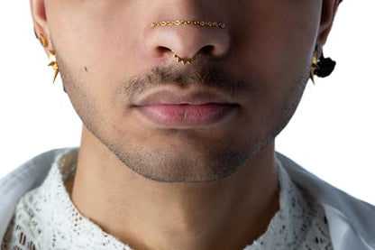 316L Stainless Steel Multi 6mm Spike Lined Huggie Hoop Earrings, Sold as a Pair - style: Gold Tone