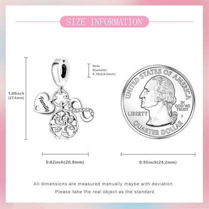 925 Sterling Silver Bead Charm for Pandora Bracelets and Necklaces,Pink Bow Cherry Butterfly Blue Ocean Pendant Bead Charms Jewelry Present Valentines Gifts for Wife/Girlfriend Women - style: Infinite Family Tree Charms