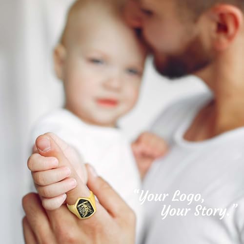 Personalized Signet Rings for Men Custom Initial Rings Personalized Family Crest Ring Engraved Ring Customized Memorial Jewelry Gifts for Father Husband Boyfriend Teacher