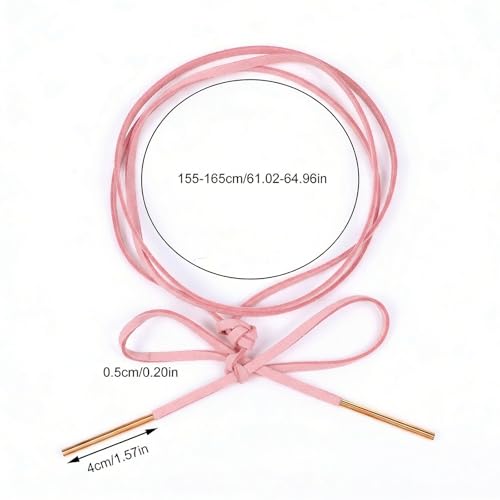 Red Choker Necklace for Women, Gothic Bow Velvet Choker, Sexy Long Wrap Rope Collar Tie Neck Chain with Gold Tube, Red Bow Tie Necklace Neck Accessories for Party Prom - color: Pink