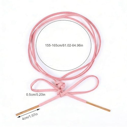 Red Choker Necklace for Women, Gothic Bow Velvet Choker, Sexy Long Wrap Rope Collar Tie Neck Chain with Gold Tube, Red Bow Tie Necklace Neck Accessories for Party Prom - color: Pink