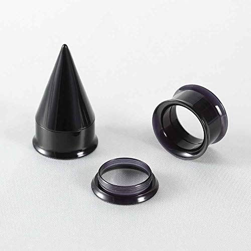 36PCS Ear Gauge Stretching Kit Stainless Steel Double Flare Alloy Tapers 3 In 1 Plugs Set Eyelet 14G-00G - color: Acrylic-(11-20mm)-Black