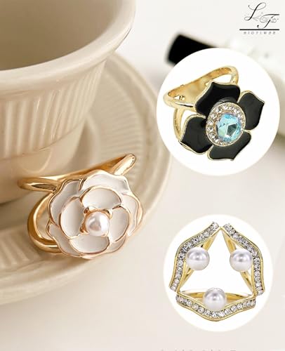 Scarf Rings Buckle And Slides For Women Scarves Pin Tshirt Ties Clip For The Side 3CP - color: Three pearl scarf clasp