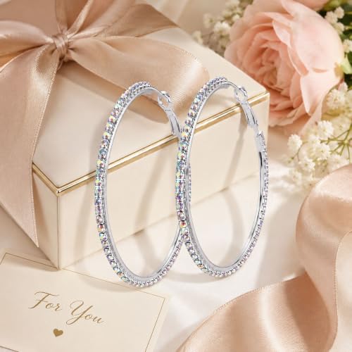 Big Chunky Gold Hoop Earrings for Women Beaded Large Statement Earrings Lightweight Fashion Jewelry Daily Wear Party Gift - color: F3:Colorful 6.5cm