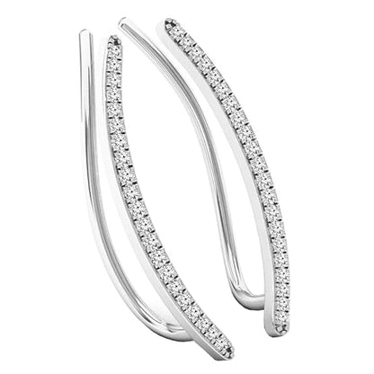 Dazzlingrock Round White Natural Diamond Crawler Climber Earrings | 0.18 Ctw | Women - color: White Gold, size: 14K - Metal Stamp