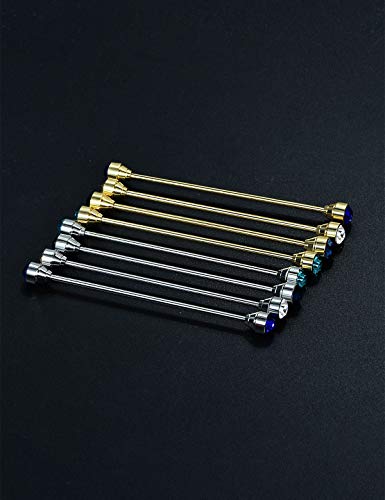 8PCS Men's Crystal Collar Bar Necktie Clasp Lapel Stick Brooch Shirt Collar Stay Cravat Tie Pin Stud Bar Clips Silver Gold Black Rose - color: Gold Silver