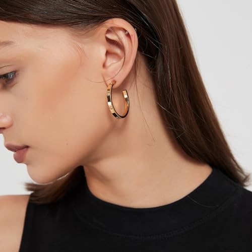 Love Friendship Hoop Earrings Set for Women 18K Gold and Silver Stainless Steel with Cubic Zirconia Stones Jewelry - style: SET-1