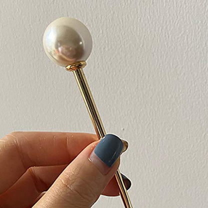 Hairpin Faux Pearl Hair Stick Fork Pin Retro Metal Chopstick Hairpin Bun Holder