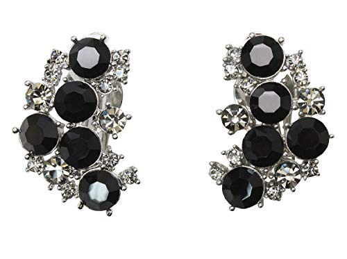 Faship Gorgeous Clip Ons Floral Earrings - color: Black