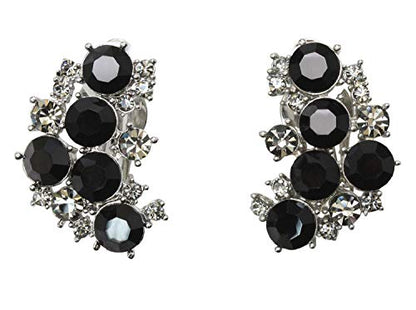 Faship Gorgeous Clip Ons Floral Earrings - color: Black