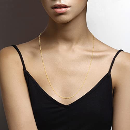 Miabella Italian Solid 925 Sterling Silver, 18Kt Gold Plated 2mm Paperclip Link Chain Necklace for Women, Made in Italy - size: Length 26 Inches, style: yellow-gold-plated-silver