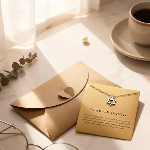 Baydurcan Dainty Silver Necklace for Women Ankh Horse Celtic Necklace Gifts | Dainty charm gifts for friends sister mother, birthday, christmas, graduation gifts. Ready to give with card & envelope. - style: Star of David