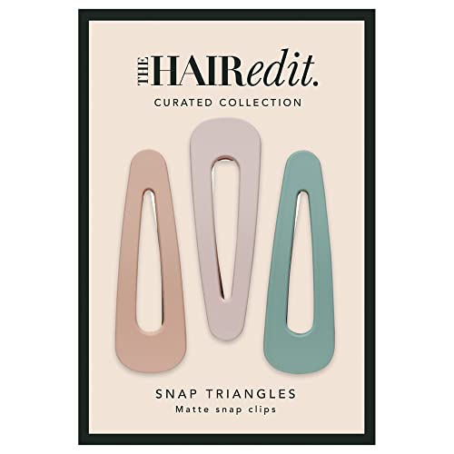 The Hair Edit Snap Triangles Matte Clips Barrettes - color: Sage, Pink, Nude