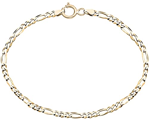 Savlano 14K Solid Gold Italian Chain Figaro, Rope, Mariner, Box, Cuban 14 Karat Anklet for Women Comes With Gift Box - Made in Italy - style: Figaro 2mm